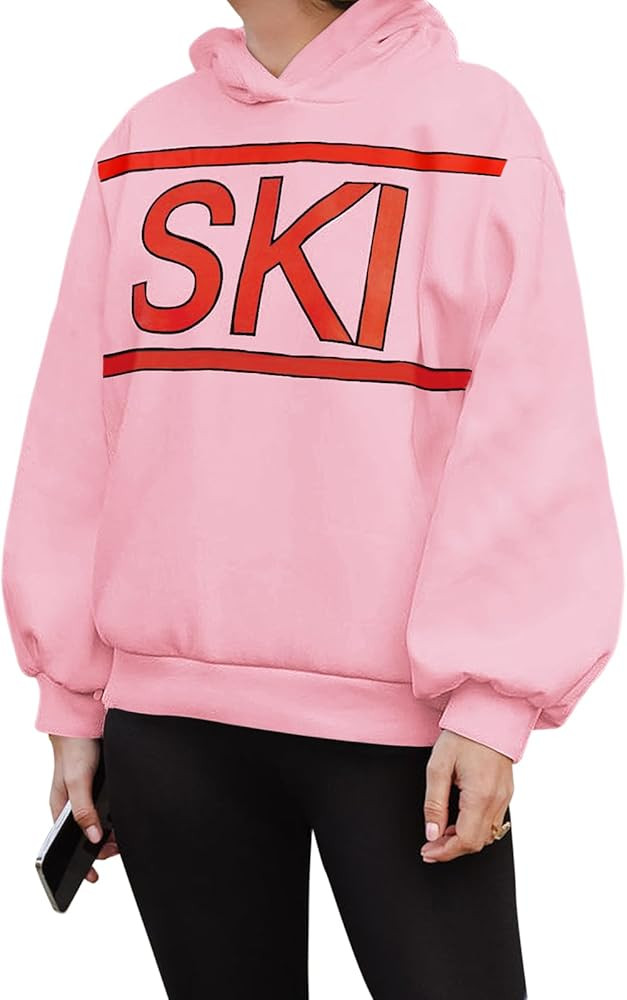 Ybenlow Womens Hoodies Fleece Line Pullover Hood Sweatshirts Long Sleeve Top SKI Printed Graphic ... | Amazon (US)