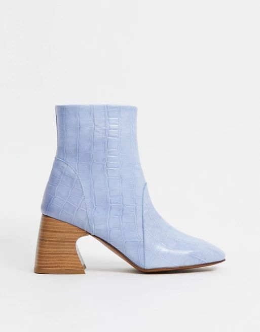 Depp leather square toe boots in cornflower blue | ASOS (Global)