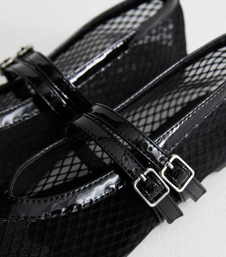 Black Mesh Buckled Ballet Flats
						
						Add to Saved Items
						Remove from Saved Items | New Look (UK)