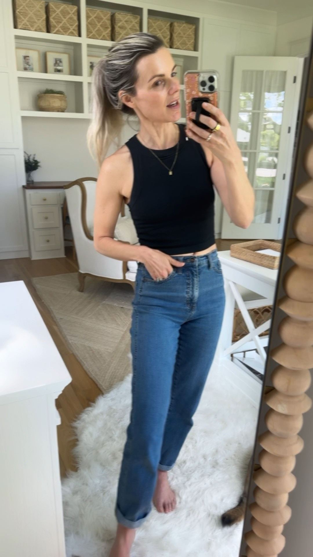 I have so many tops like this, but this is the first one I found with a built-in bra and I’m obsessed! And it’s only $20! I just bought it in three more colors! I’m wearing a small which is my normal size. It’s cropped so you’ll likely wanna wear it with high sided leggings or high waisted pants.

Also linking my $26 high waist jeans, which are one of my absolute favorite pairs that I wear all the time. 

I don’t have foundation on, but I have this product from elf cosmetics that acts as a filter for your face. At least that’s how they advertise it and oh my gosh, does it work! I feel like I don’t even need foundation and it gives me such a nice glow. I also love their lip balm that I linked.  

#LTKFindsUnder50 #LTKActive #LTKOver40