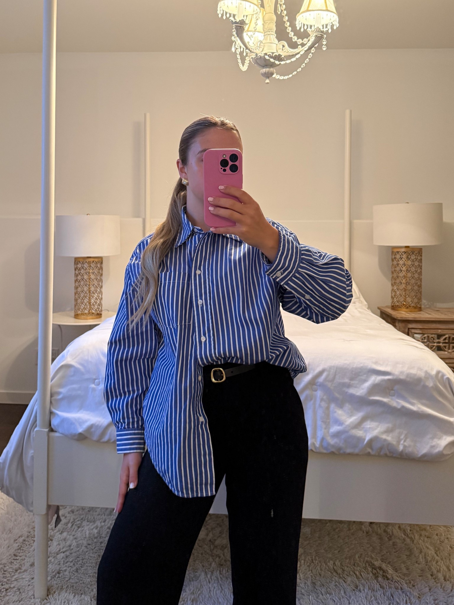 Blue stripes bc we are manifesting spring at this point!! My shirt is from Mango & belt from Madewell but both sold out (i linked similar)💙 

#LTKcanada #LTKworkwear
