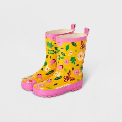 Kids' Butterfly Garden Rain Boots Yellow - Kid Made Modern | Target