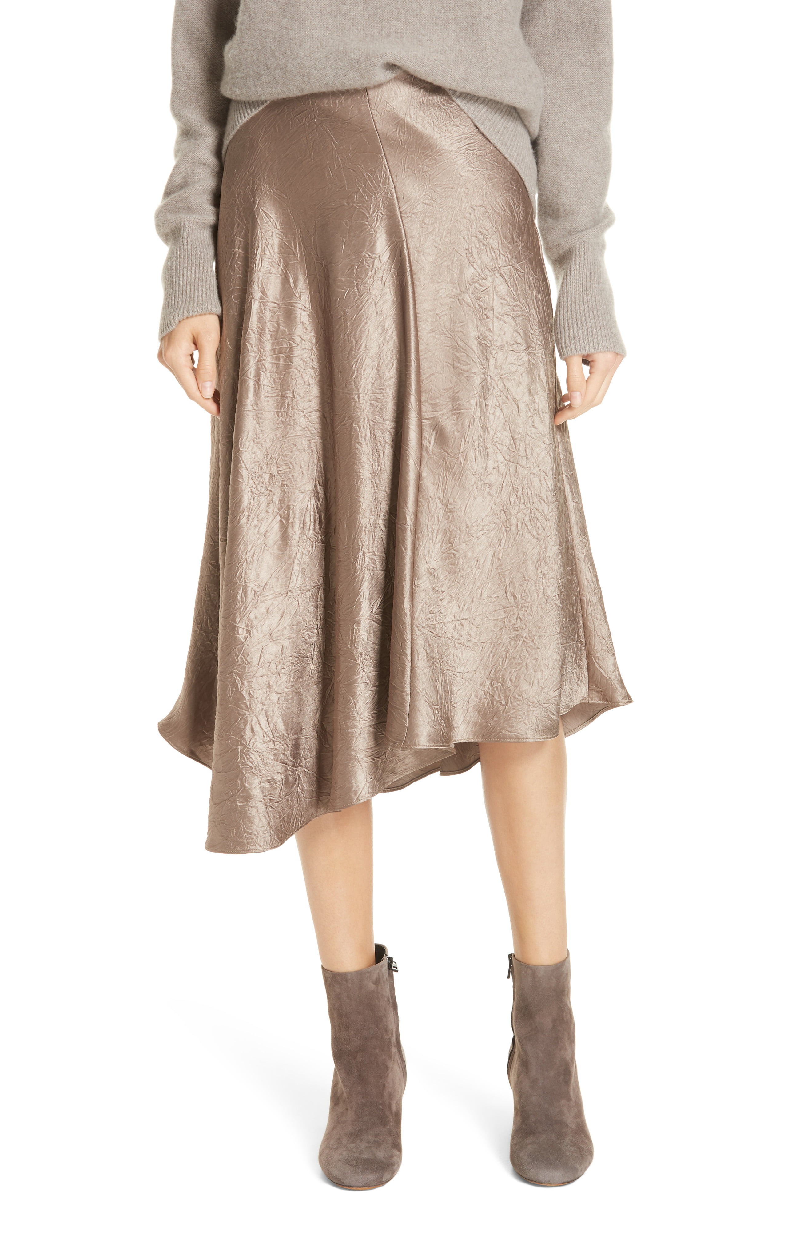 Asymmetrical Crinkled Satin Skirt | Nordstrom