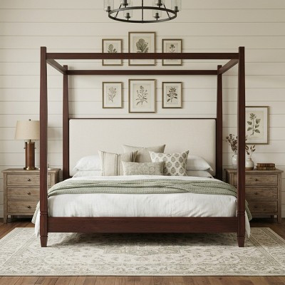 Polibi Canopy Platform Bed with Upholstered Headboard | Target
