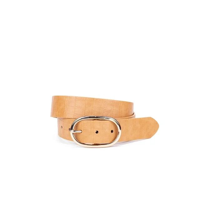 LP | LP by Linea Pelle Women's Croco Texture Oval Center Bar Buckle Belt, Camel | Walmart (US)