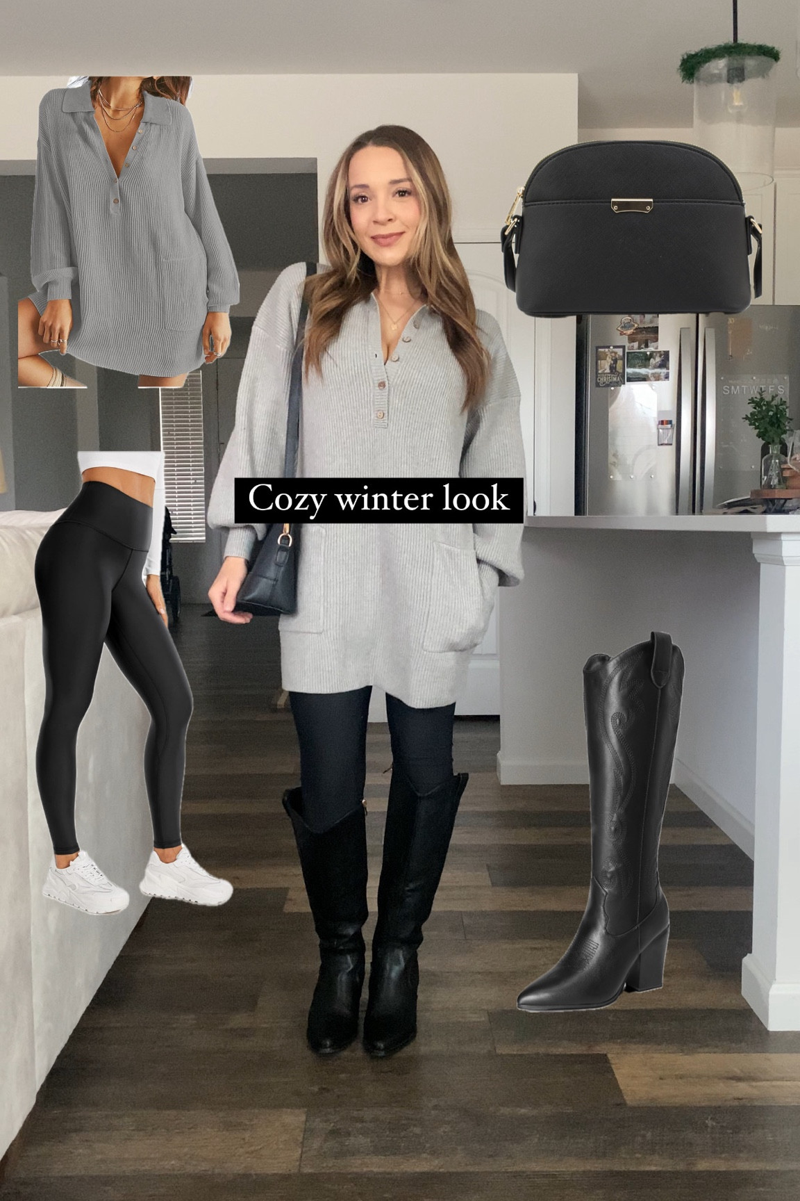 Cozy Winter Look

#fleecelinedleggings #warmoutfit #winteroutfit #sweaterdressoutfit #sweaterdress #winterfashion #fallfashion

#LTKfindsunder50 #LTKstyletip