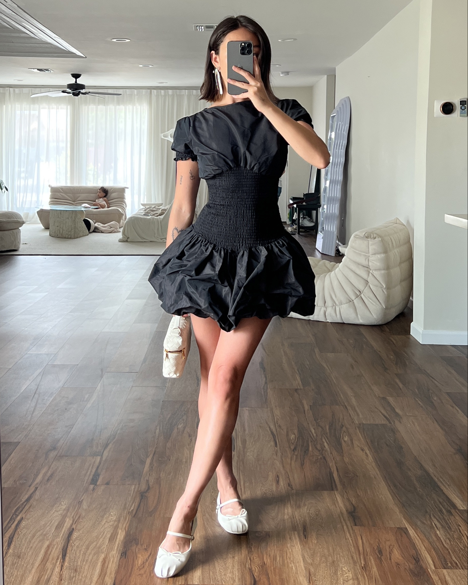 earrings from shy lullaby.com 

Cute dress bubble hem skirt drop waist dresses ballet flats ballerina stylee