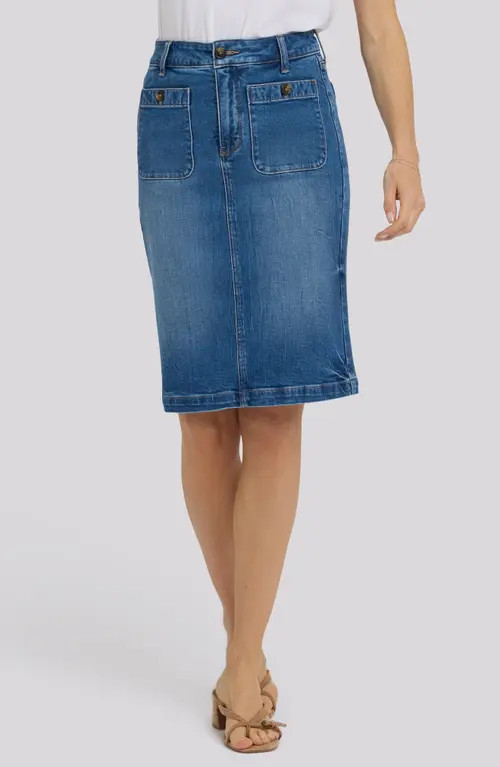 NYDJ Patch Pocket Denim Skirt in Wild River at Nordstrom, Size 0 | Nordstrom