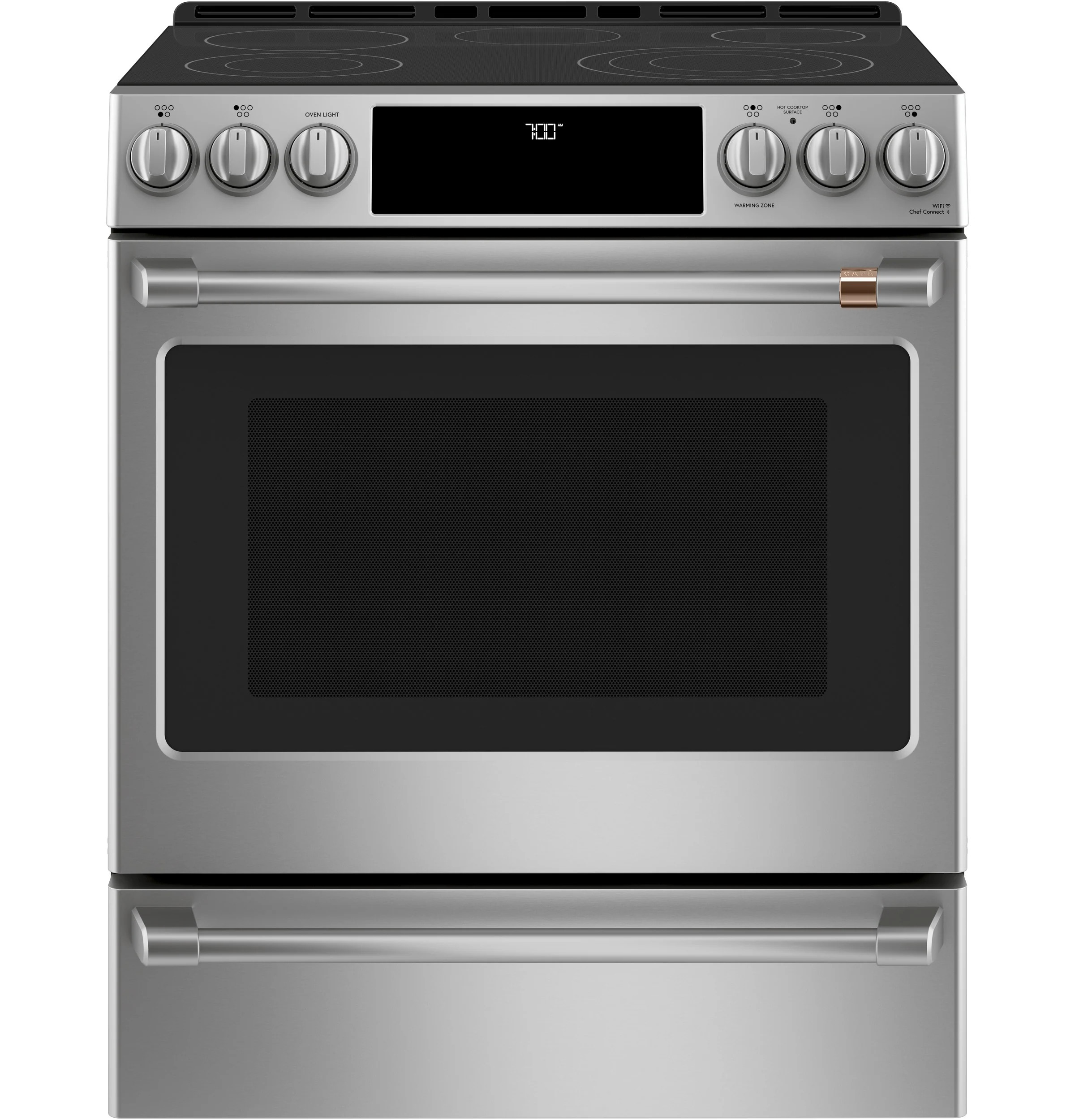 Cafe 30-in Glass Top 5 burners 5.7-cu ft Air Fry Convection Oven Slide-In Electric Range ( Stainl... | Lowe's