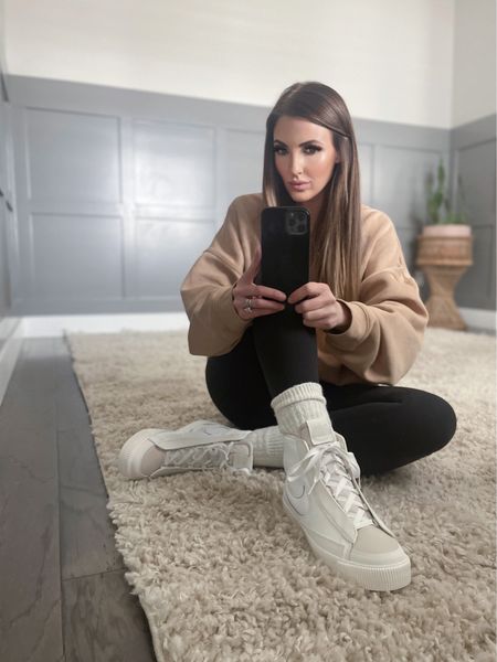Yesterday’s shopping & errands outfit — these white hightop Nikes are so comfortable + cute! Wearing my black Wunder Train leggings paired with a neutral Nike cropped sweatshirt & some cashmere socks for warmth because it’s freezing here. 

#neutralnikes #shoetrends #wundertrain 

#LTKstyletip #LTKFind #LTKshoecrush