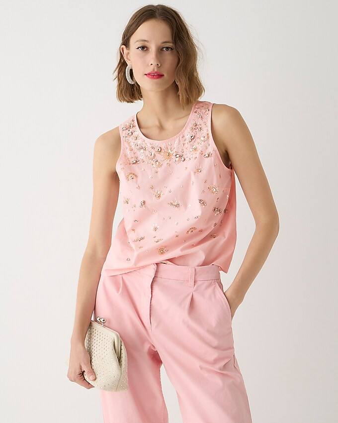 Collection limited-edition embellished sleeveless shell top in cotton poplin | J. Crew US
