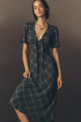 Reformation Tyra Short-Sleeve V-Neck Midi Dress | Anthropologie (US)