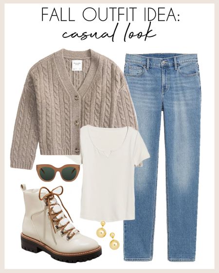 Affordable and cute, casual fall outfit idea! This cable knit cardigan and cute gold ball earrings are included in the LTK Fall Sale! 

Get your hands on these new lace up boots while they’re in stock - they’re one of the hottest fall boots under $50 every year!

#fallfashion #falloutfit #falllook

LTK Fall Sale. Casual fall look. Cable knit cardigan. Target fall fashion. Target lace up booties. Marc fisher inspired lace up boots. Affordable jeans. Designer inspired sunglasses. Casual outfit to wear this fall  

#LTKSale #LTKSeasonal #LTKstyletip