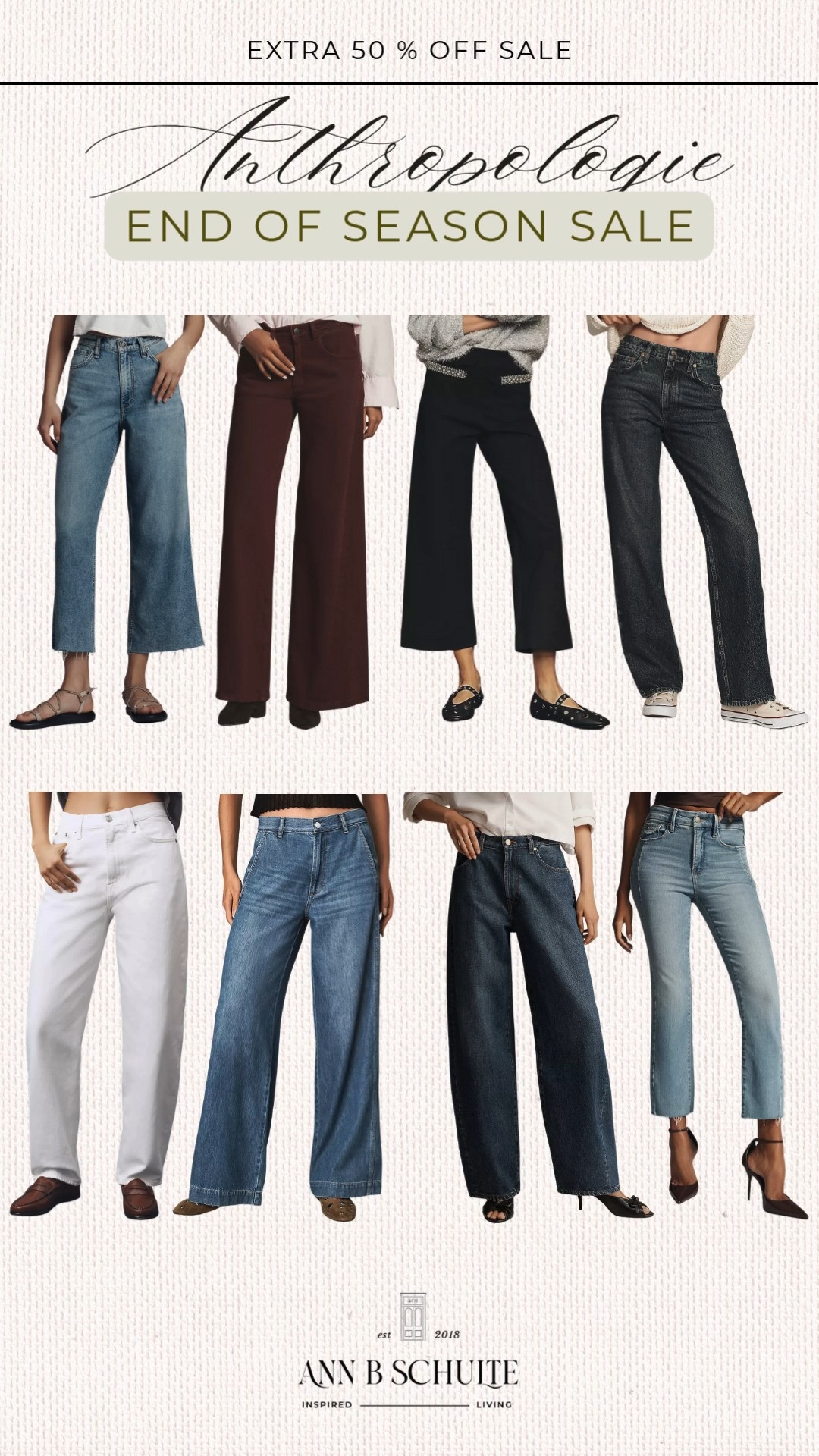 Anthropologie’s end-of-season sale just leveled up with an extra 50% off bottoms. Perfect time to snag those statement pants and timeless staples. 👖✨🛍️ #Anthropologie #LTKSale #EndOfSeasonSale #WardrobeRefresh #ChicStyle #WinterFashion #LTKHoliday #OOTD #StyleInspo #FashionFinds 

 #LTKSaleAlert