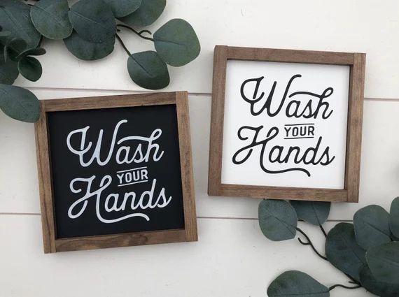 Wash your hands sign / Modern bathroom sign / wooden sign | Etsy (US)