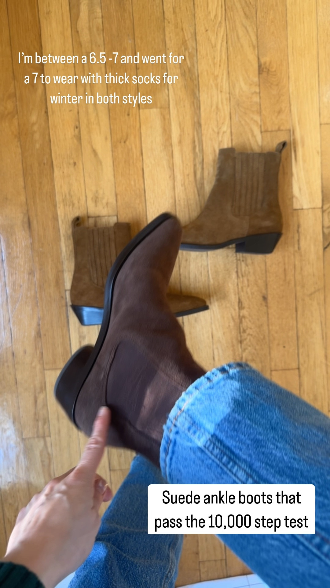 10,000 step tested suede ankle boots. Wearing 7. If between sizes size up to wear with winter socks. 
#dolcevita #suedeboots

#LTKShoeCrush