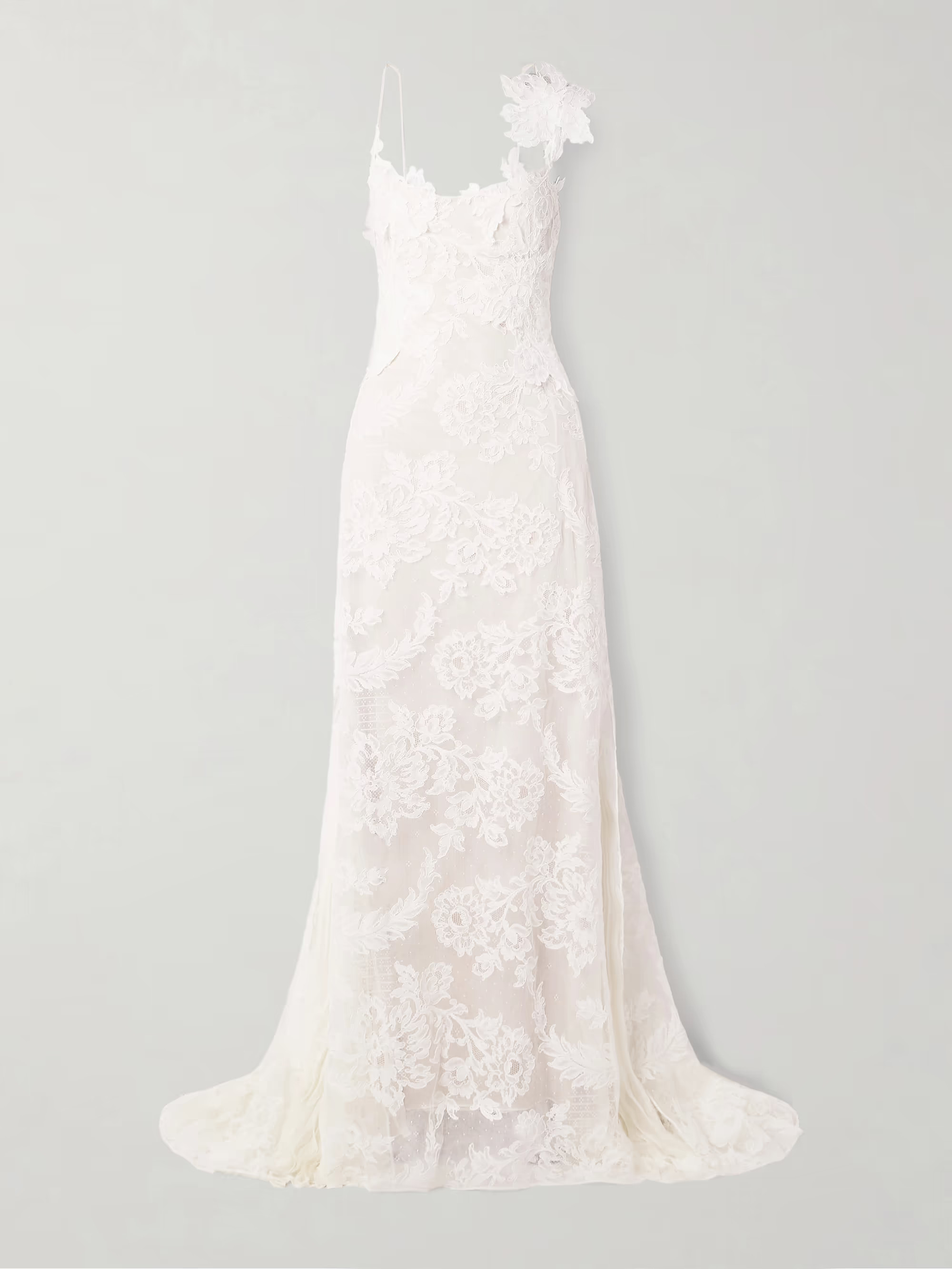 Edie appliquéd silk chiffon-trimmed cotton-blend corded lace gown | NET-A-PORTER (US)