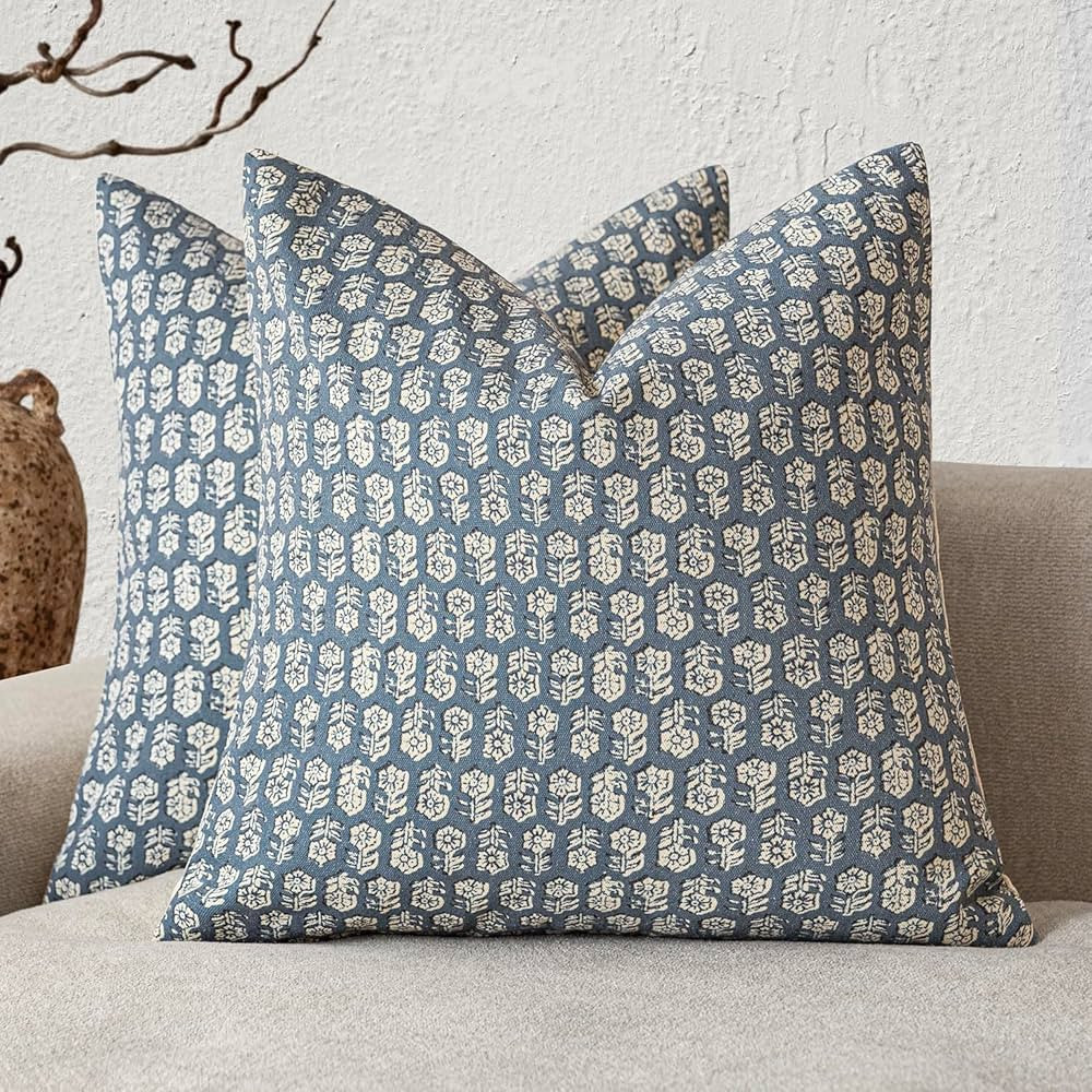 Foindtower Set of 2 Decorative Vintage Print Floral Throw Pillow Covers Neutral Accent Farmhouse ... | Amazon (US)