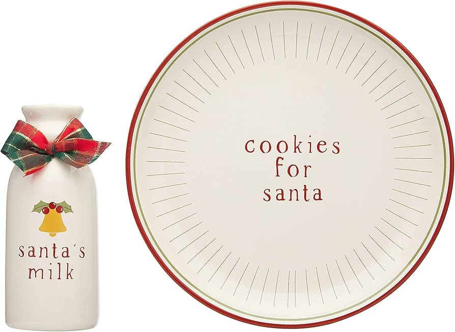 Pearhead Christmas Cookies for Santa Plate, Santa's Milk Jug, Holiday Home Decorations, Christmas... | Amazon (US)