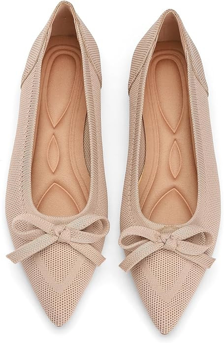 Flats for Women Pointed Toe Knit Foldable Ballet Flat Shoes | Stretch knit upper,built-in arch su... | Amazon (US)