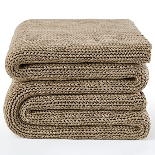 Guohaoi Knitted Weighted Blanket(Beige 60"x80" 15lbs),Home Décor Cooling Throw Blanket for Hot Sleepers,Hand Made Chunky Knit Heavy Blanket for Adults Use on Queen/King Size Bed | Amazon (US)