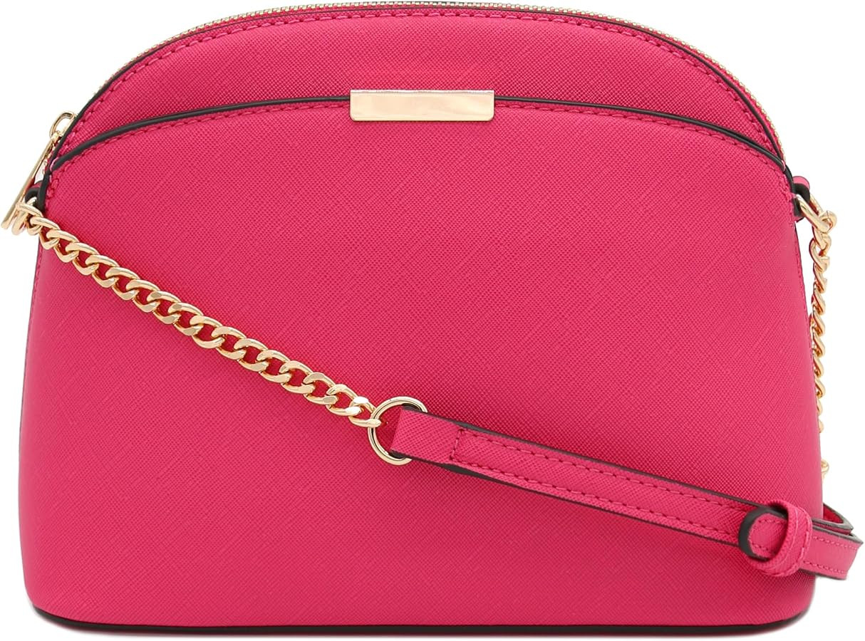 FashionPuzzle Saffiano Small Dome Crossbody bag with Chain Strap | Amazon (US)