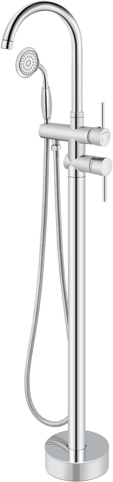 Aolemi Polish Chrome Freestanding Bathtub Faucet Tub Filler with Ceramic Handheld Sprayer Floor M... | Amazon (US)