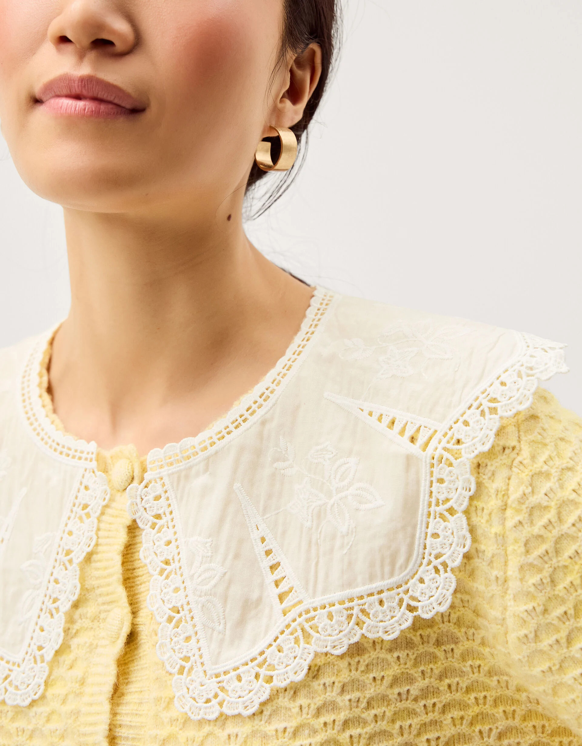 Cary Lace Collar Cardigan Yellow | Monsoon (UK)