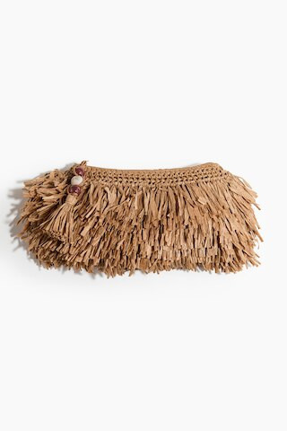 H & M - Fringed Straw Clutch Bag - Beige | H&M (US + CA)