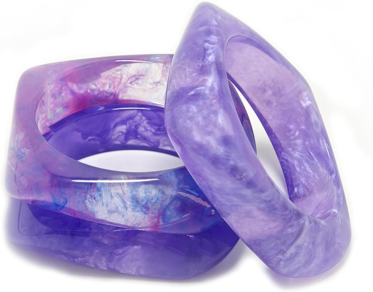 Amazon.com: CXENSJH 3Pcs Chunky Acrylic Bracelets for Women Large Square Chunky Acrylic Resin Ban... | Amazon (US)