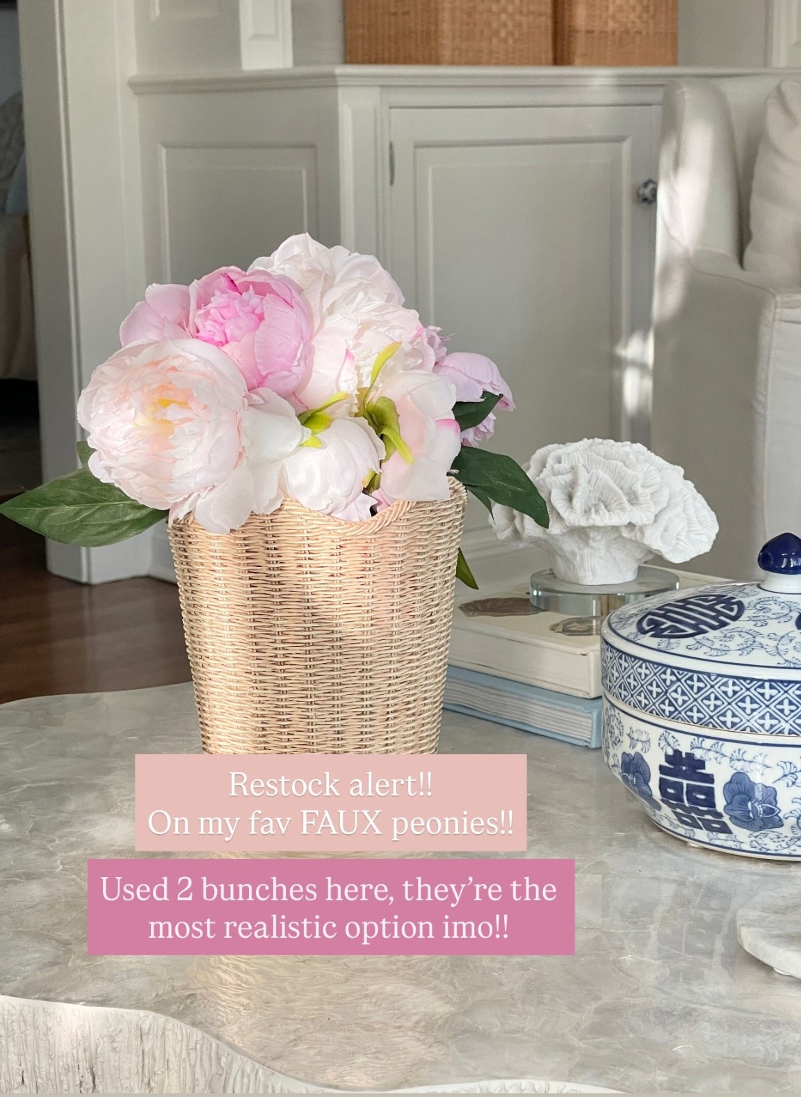 Restock alert on my fav FAUX peonies from Amazon!! Used 2 bunches in this scalloped planter (also from Amazon!) 🙌🏻

#LTKSaleAlert #LTKHome