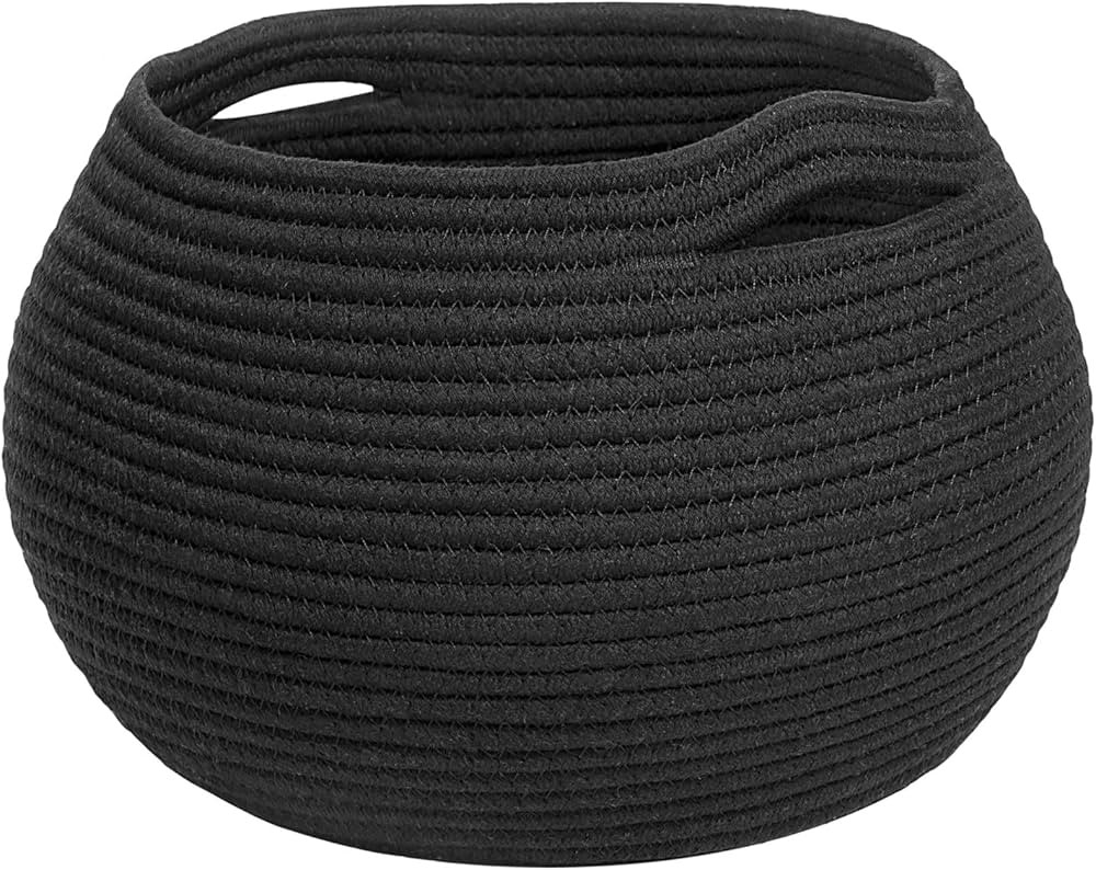 Goodpick Small Rope Storage Basket, Black Round Baskets for Socks, Dog Toys, Towels, Cute Baby Ba... | Amazon (US)