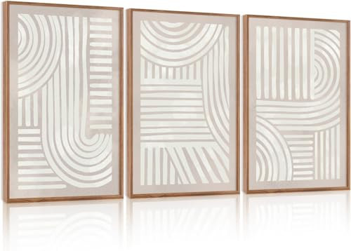 Aryroi Large Abstract Neutral Geometric Framed Canvas Wall Art,Boho Minimalist Shapes Wall Decor,Modern Lines Artwork,Mid Century Arch Art Print for Living Room,Bedroom,Office- 24"x36"x3 | Amazon (US)