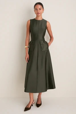Evergreen Dupioni Helene Dress | Tuckernuck (US)