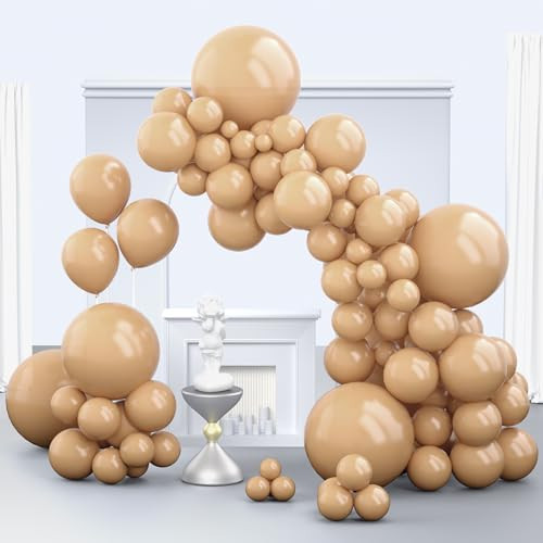 Zingnify Light Brown Balloons, 150 pcs Different Sizes Pack of 18 Inch 12 Inch 10 Inch 5 Inch Tan Boho Neutral Balloons for Balloon Garland Balloon Arch as Birthday Party Wedding Decorations | Amazon (US)