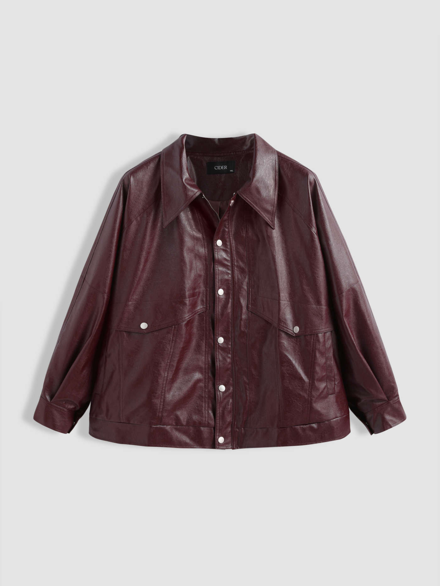 Faux Leather Curve & Plus Faux Leather Jacket For School Work | Cider