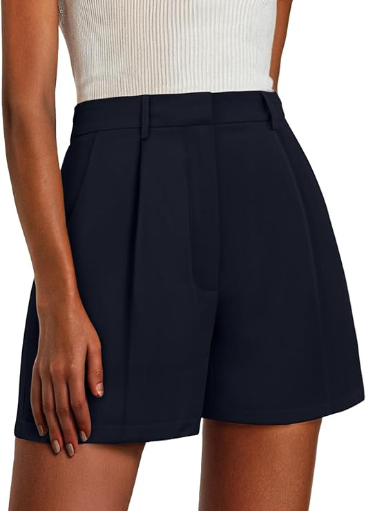 Feiersi Womens Shorts Dressy Casual Elastic Waisted Tailored Work Shorts with Pockets | Amazon (US)
