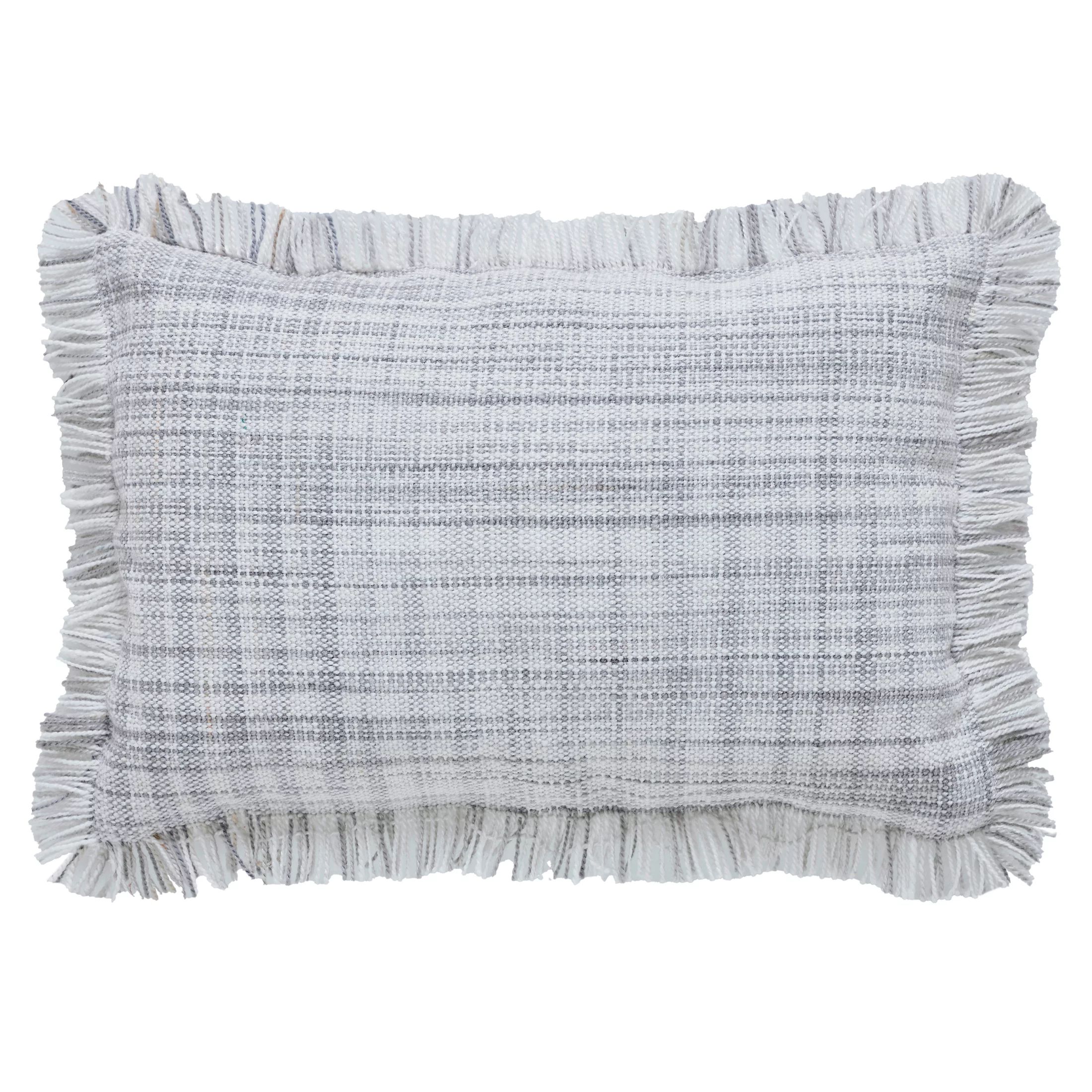 My Texas House Palmer Woven Fringe Oblong Outdoor Decorative Pillow, Grey, 14" x 20" - Walmart.co... | Walmart (US)