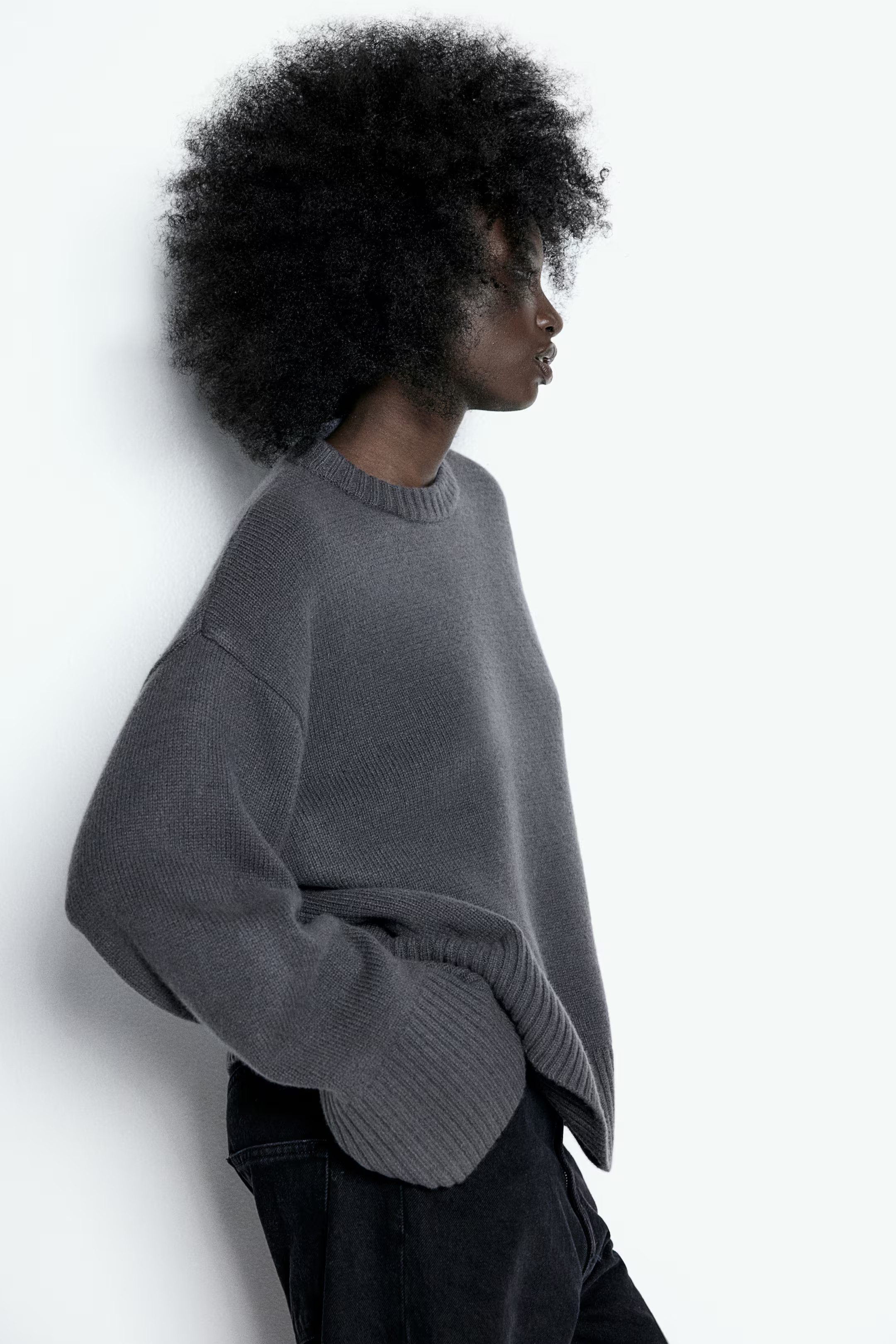 Oversized cashmere-blend jumper - Dark grey - Ladies | H&M GB | H&M (UK, MY, IN, SG, PH, TW, HK)