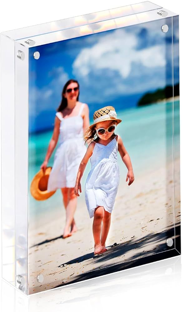 4x6 Acrylic Picture Frames 1 Pack, 20% Thicker Clear Double Sided Picture Frames, Freestanding Pi... | Amazon (US)