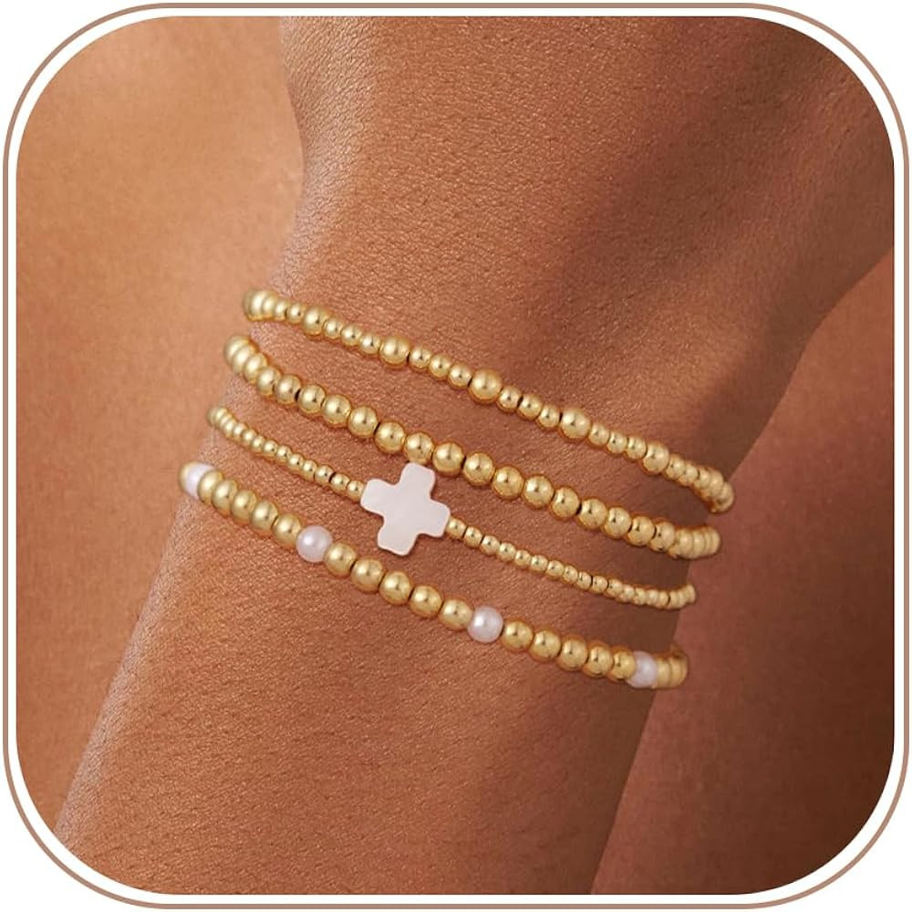 Cuzmly Bracelets for Women, Waterproof 14K Gold/Silver Plated Stackable Bracelets for Women Non T... | Amazon (US)
