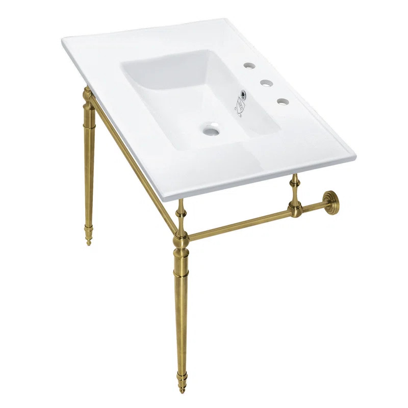 Kingston Brass Edwardian 31-Inch Ceramic Console Sink with Brass Legs & Reviews | Wayfair | Wayfair North America