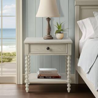 Beckett Antique Cream 1 Drawer Nightstand | The Home Depot