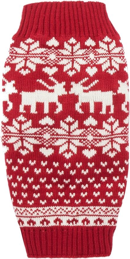 Lanyar Dog Reindeer Holiday Pet Clothes Sweater for Dogs Puppy Kitten Cats, Classic Red | Amazon (US)