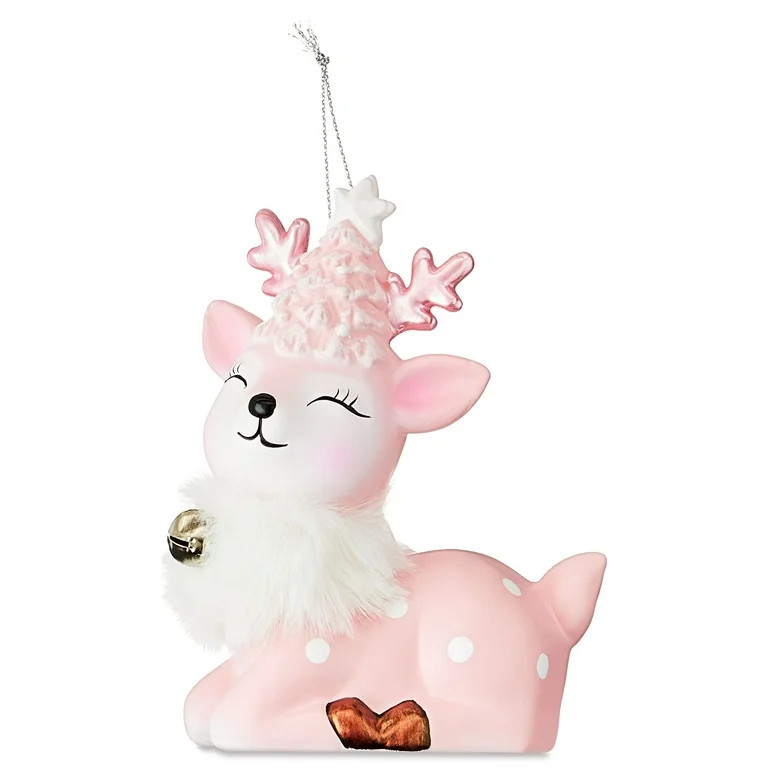 Pink Reindeer Christmas Ornament, Blush Theme, 4.7", by Holiday Time | Walmart (US)