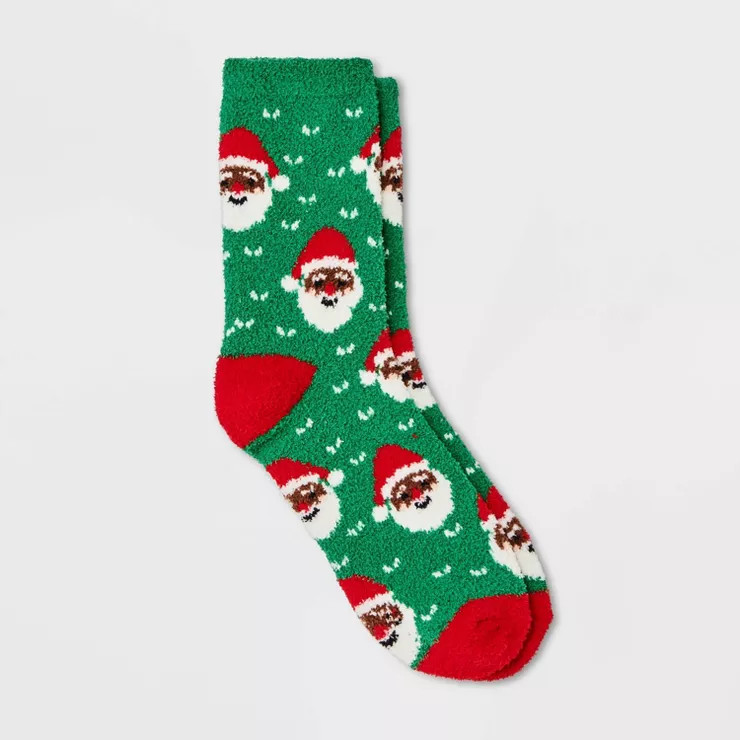 Women's Santa Cozy Holiday Crew Socks - Wondershop™ Black 4-10 | Target