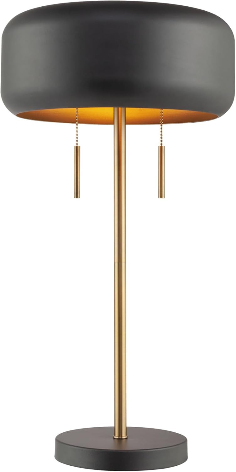 Globe Electric x Novogratz 67347 22" 2-Light Table Lamp, Metallic Dark Gray, Dual Pull Chain Switch, Modern Lighting for Bedroom or Office, Ambient Home Decor, Nightstand Essential | Amazon (US)