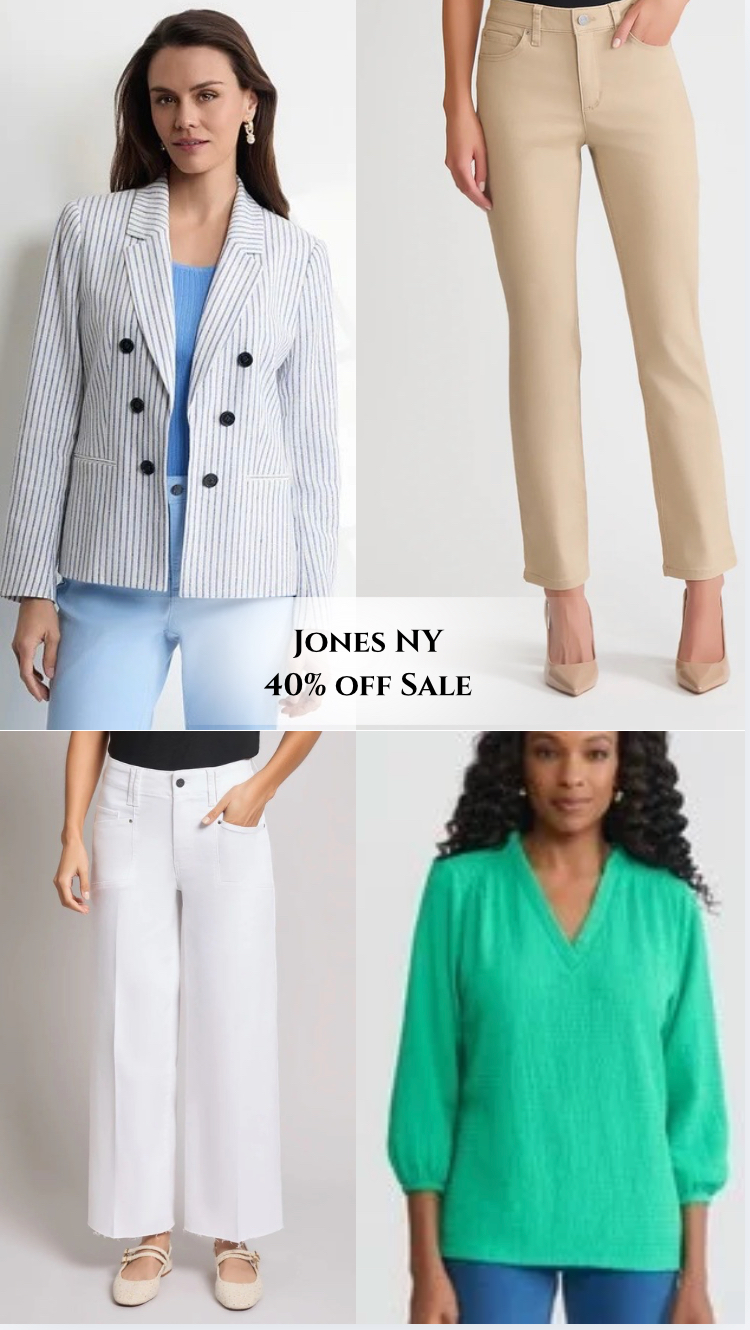 Jones NY is having a 40% off sale on denim and jackets  

 #LTKMothersDay #LTKOver40 #LTKSaleAlert