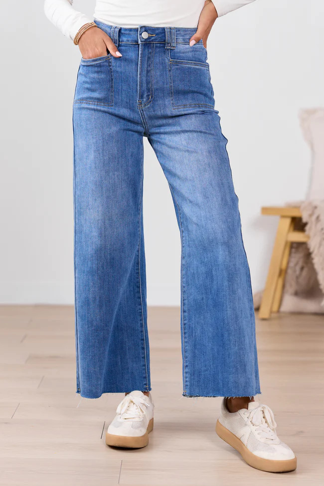 My Favorite Medium Wash Wide Leg Jeans | Pink Lily