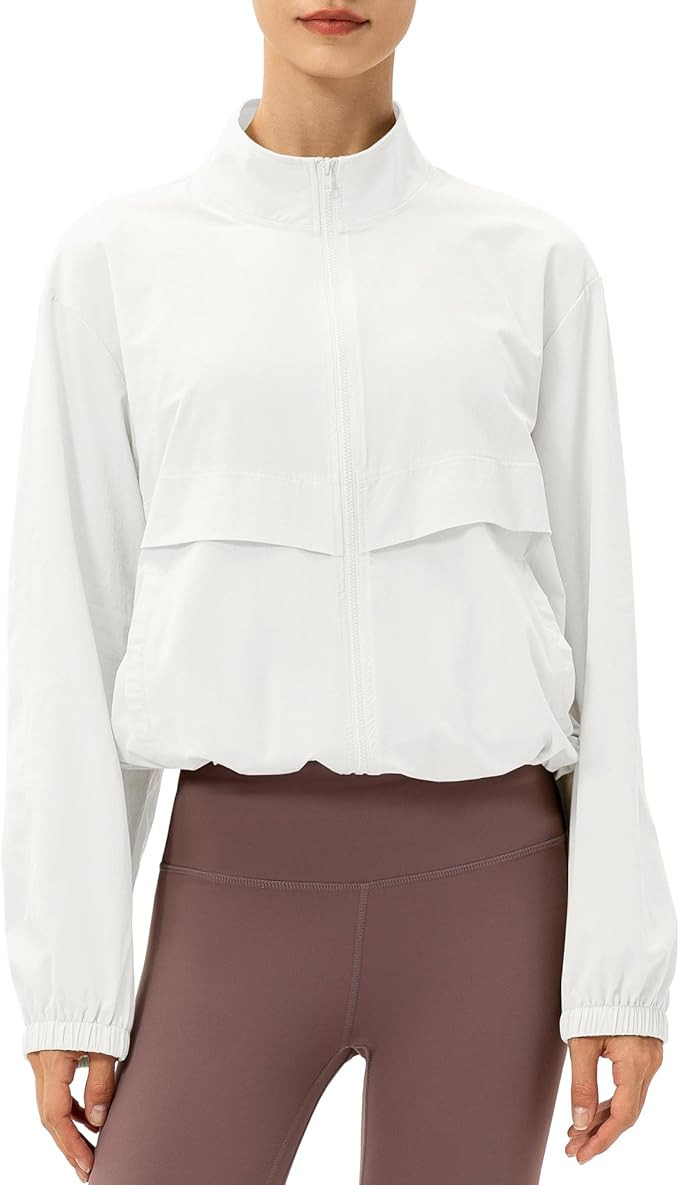 Locachy Women's Lightweight Zip Up Athletic Jacket Stand Collar Windproof Sun Protection Workout ... | Amazon (US)